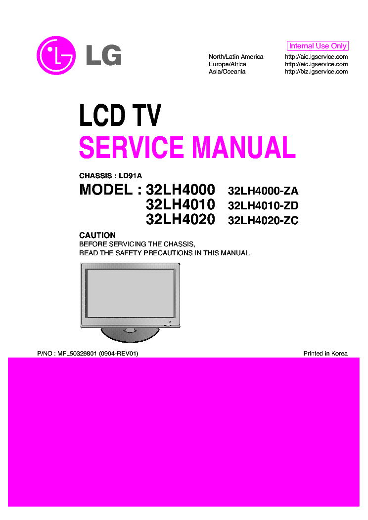 LG LD91A CHASSIS 32LH4000 32LH4010 32LH4020 LCD TV SM service manual (1st page)