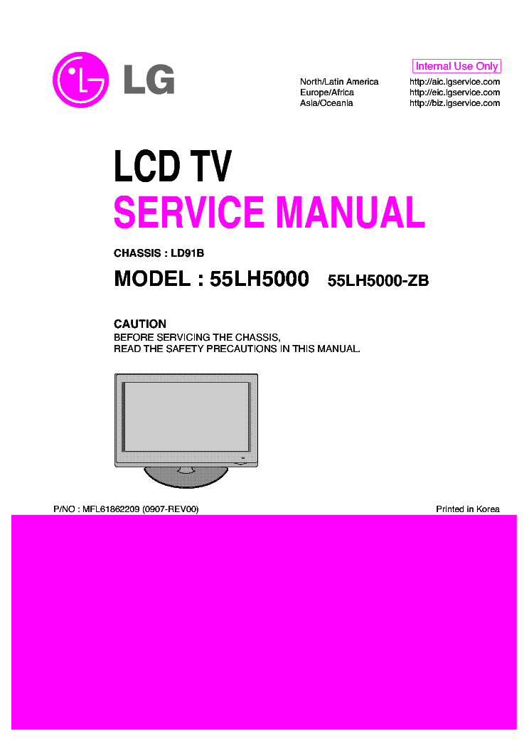 LG LD91B CHASSIS 55LH5000-ZB LCD TV SM service manual (1st page)