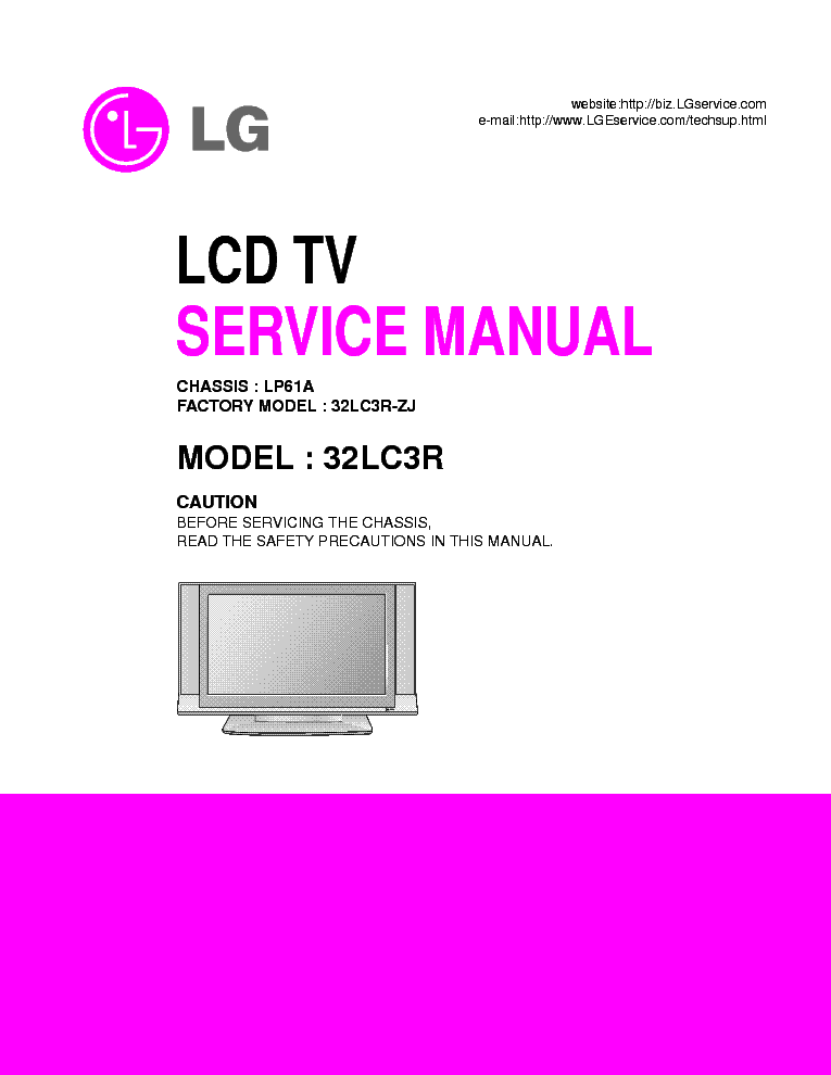 LG LP61A CHASSIS 32LC3R LCD TV SM service manual (1st page)