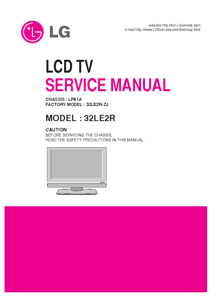 LG LP61A CHASSIS 32LE2R LCD TV SM service manual (1st page)