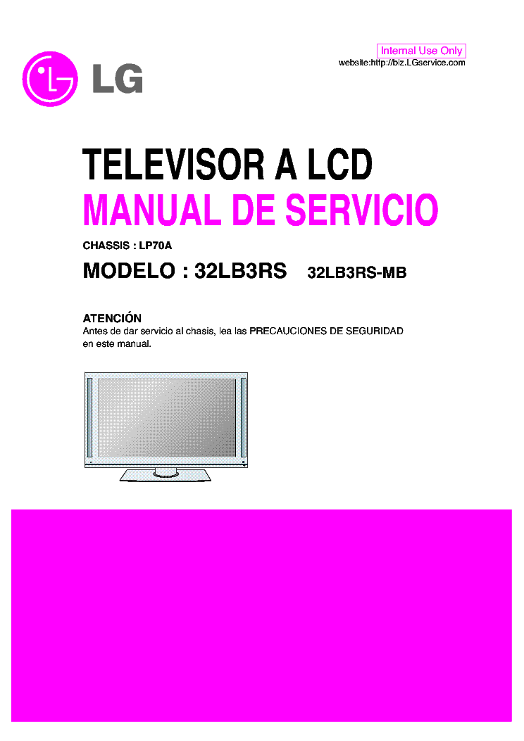 LG LP70A CHASSIS 32LB3RS-MB LCD TV SM service manual (1st page)