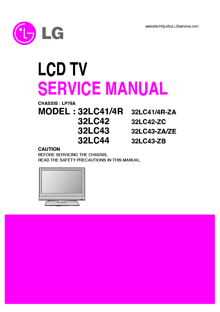 LG LP78A CHASSIS 32LC41-4R 32LC42 32LC43 32LC44 SM service manual (1st page)
