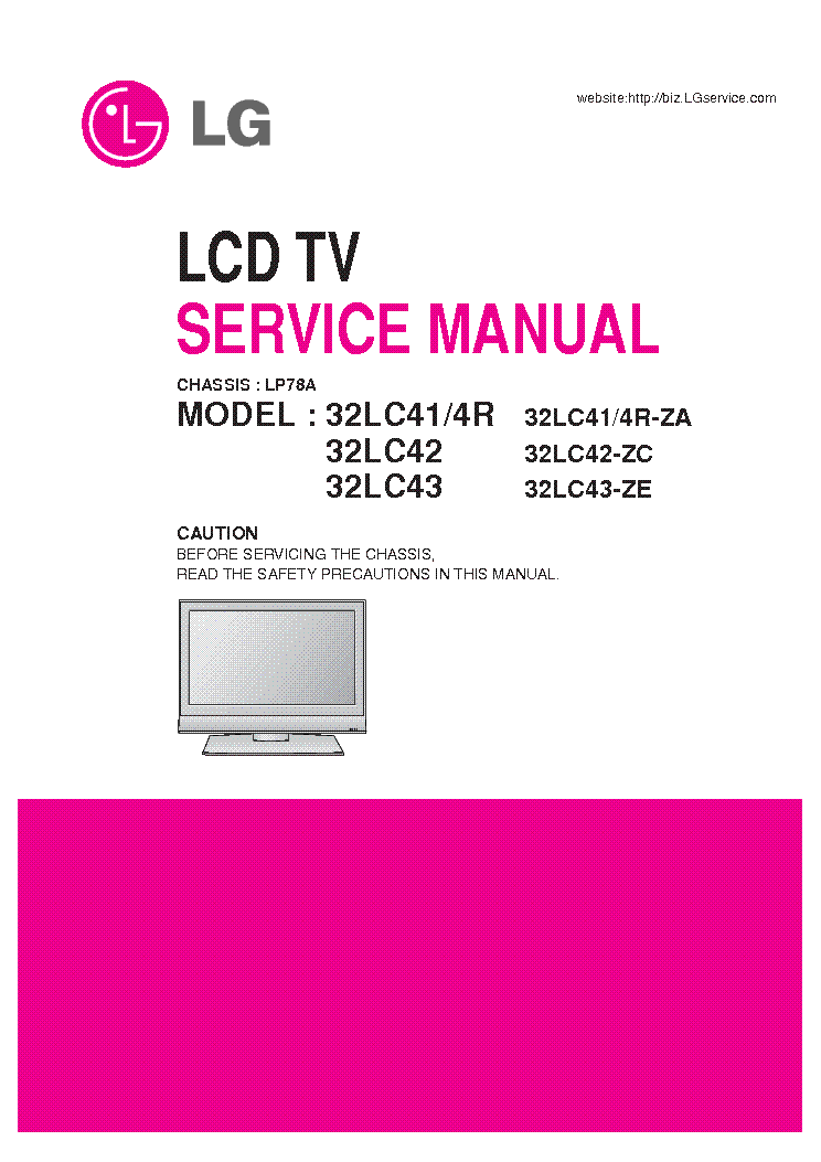 LG LP78A CHASSIS 32LC41 LCD TV SM service manual (1st page)