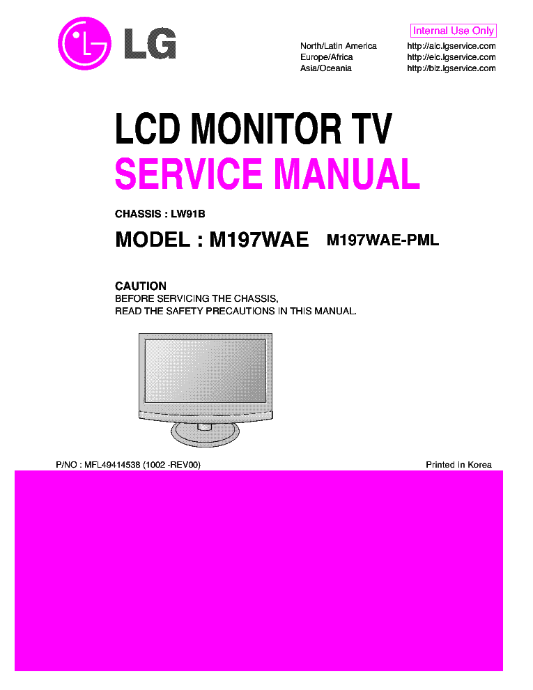 LG M197WAE-PML CH LW91B SM service manual (1st page)