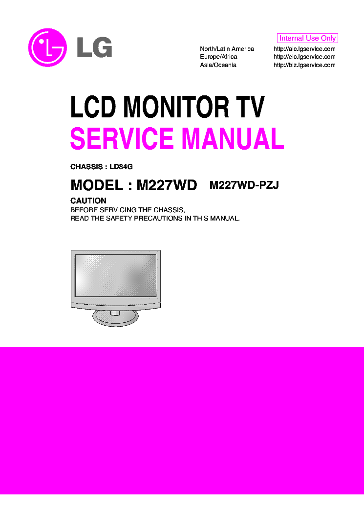LG M227WD-PZJ CHASSIS LD84G MONITOR-TV service manual (1st page)