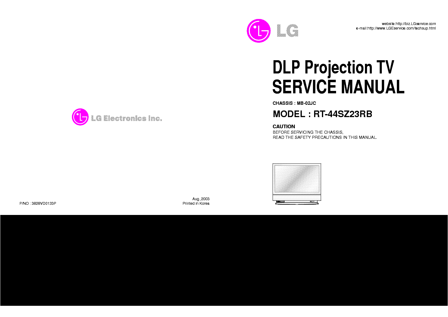 LG MB02JC CHASSIS RT44SZ23RB PROJECTION service manual (1st page)