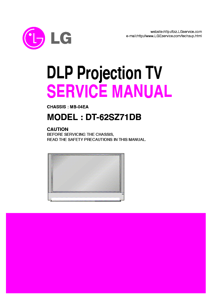 LG MB04EA CHASSIS DT-62SZ71DB DLP PROJECTION TV SM service manual (1st page)
