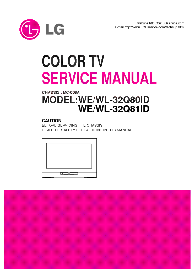 LG MC006A CHASSIS WE32Q80ID WL32Q80ID TV SM service manual (1st page)