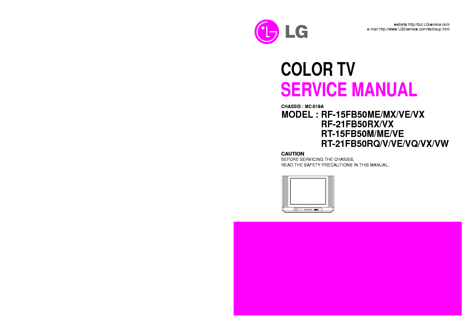 LG MC019A CHASSIS RF15FB50ME TV SM service manual (1st page)