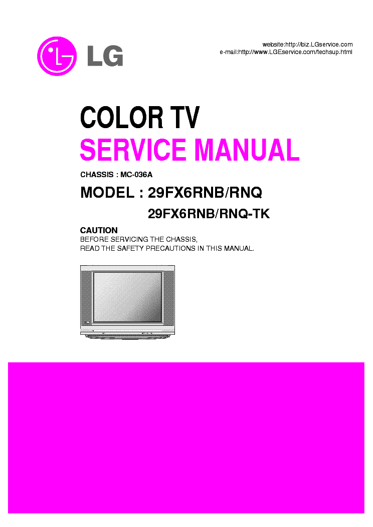 LG MC036A CHASSIS 29FX6RNB service manual (1st page)