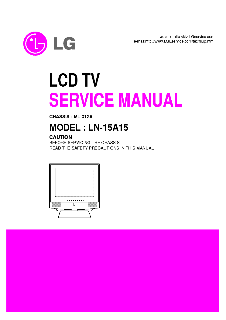 LG ML012A CHASSIS LN15A15 LCDTV service manual (1st page)