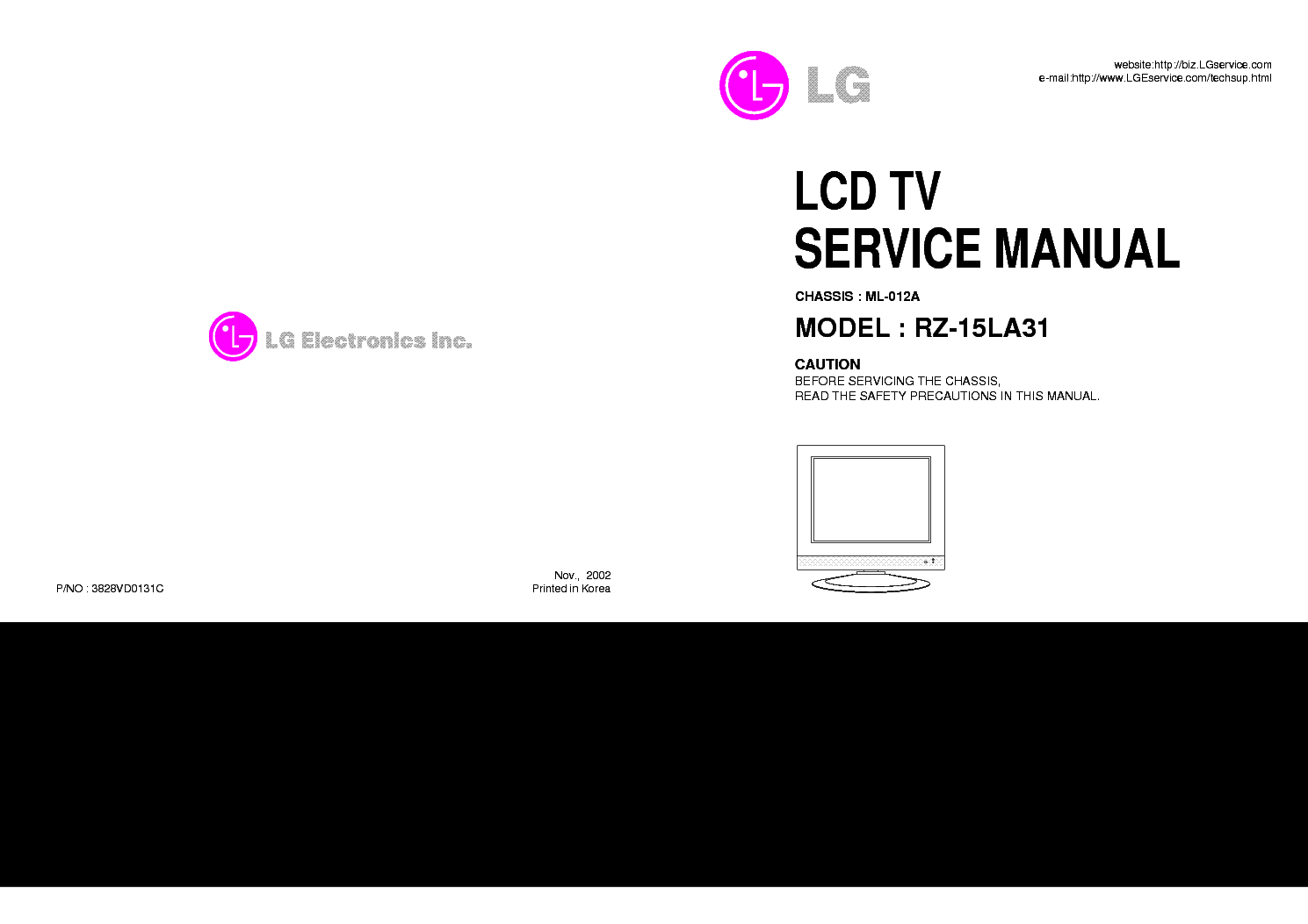 LG ML012A CHASSIS RZ15LA31 LCDTV service manual (1st page)