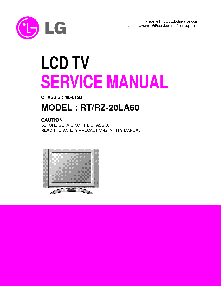 LG ML012B CHASSIS RT20LA60 LCD SM service manual (1st page)