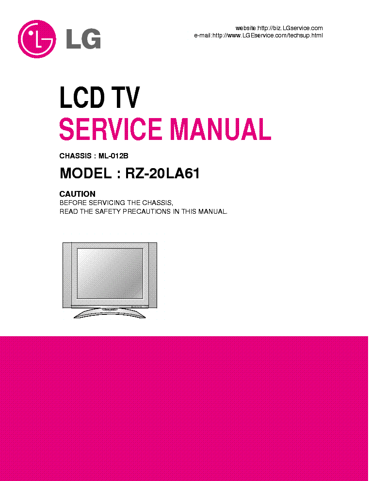 LG ML012B CHASSIS RZ20LA61 LCD SM service manual (1st page)