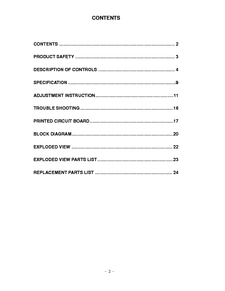 LG ML012B CHASSIS RZ20LA61 LCD SM service manual (2nd page)