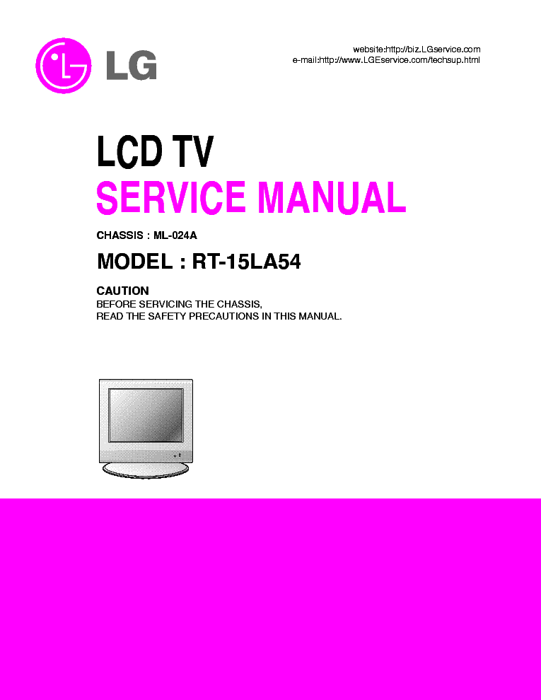 LG ML024A CHASSIS RT15LA54 LCD SM service manual (1st page)
