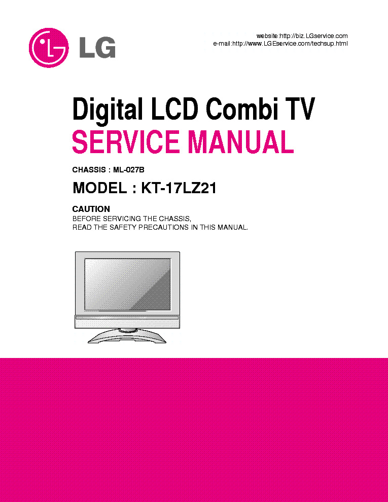 LG ML027B CHASSIS KT17LZ21 LCD TV DVD SM service manual (1st page)