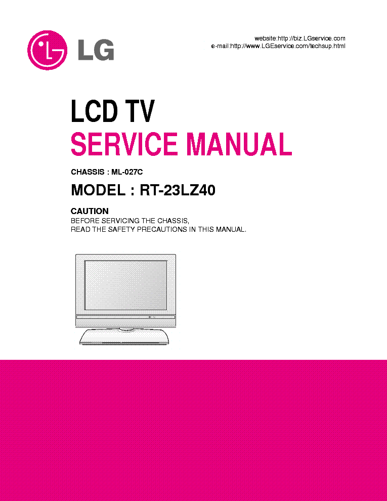 LG ML027C CHASSIS RT23LZ40 LCD SM service manual (1st page)