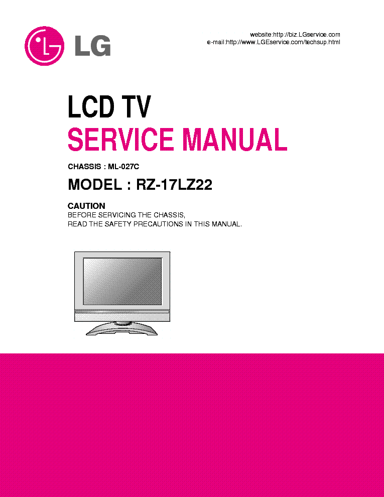 LG ML027C CHASSIS RZ17LZ22 LCD SM service manual (1st page)