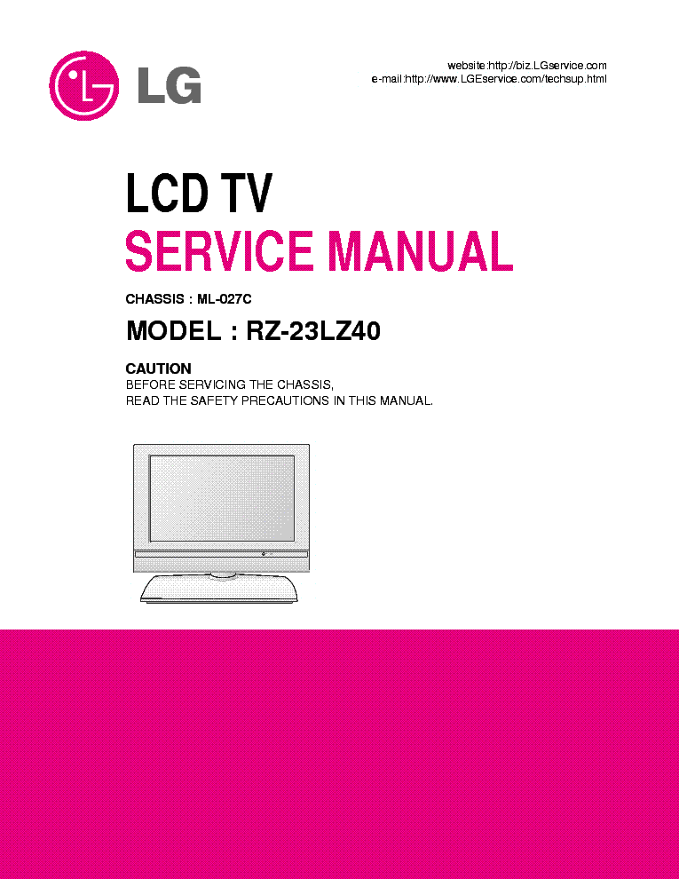 LG ML027C CHASSIS RZ23LZ40 LCD service manual (1st page)