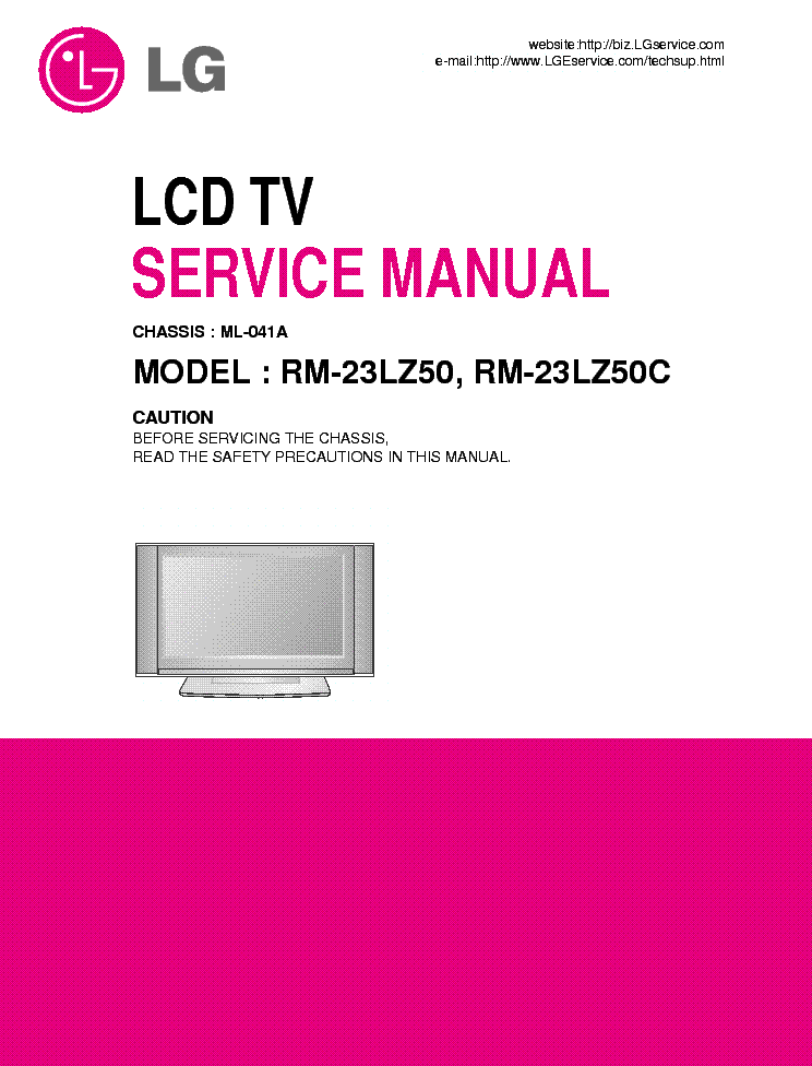LG ML041A CHASSIS RM23LZ50 LCDTV service manual (1st page)