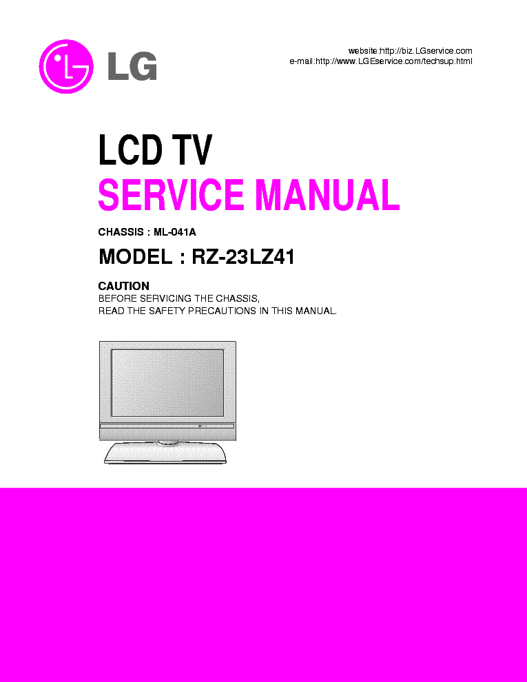 LG ML041A CHASSIS RZ23LZ41 LCD TV SM service manual (1st page)
