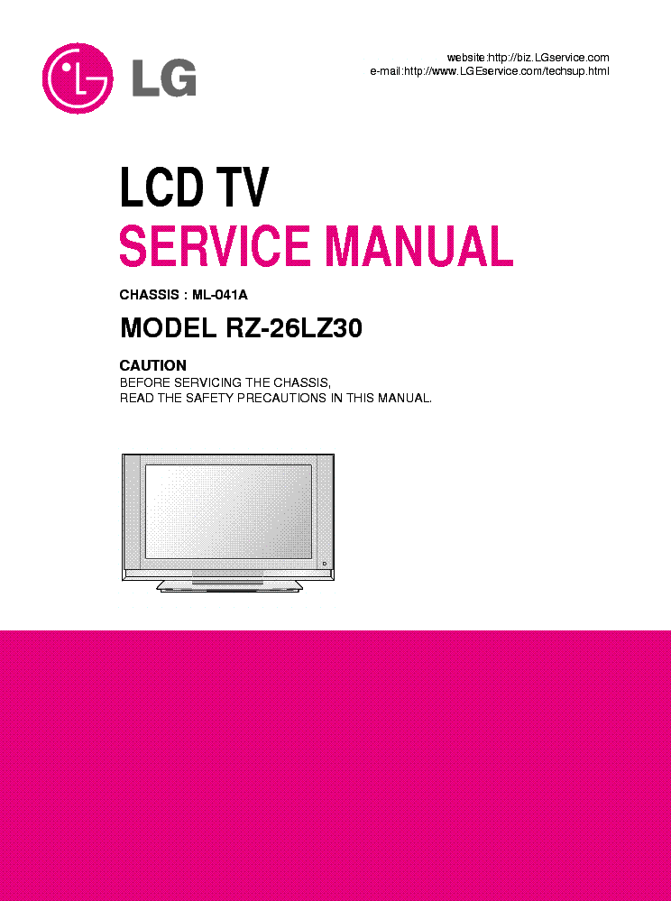 LG ML041A CHASSIS RZ26LZ30 LCD service manual (1st page)