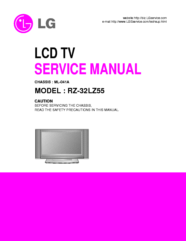 LG ML041A CHASSIS RZ32LZ55 LCD service manual (1st page)