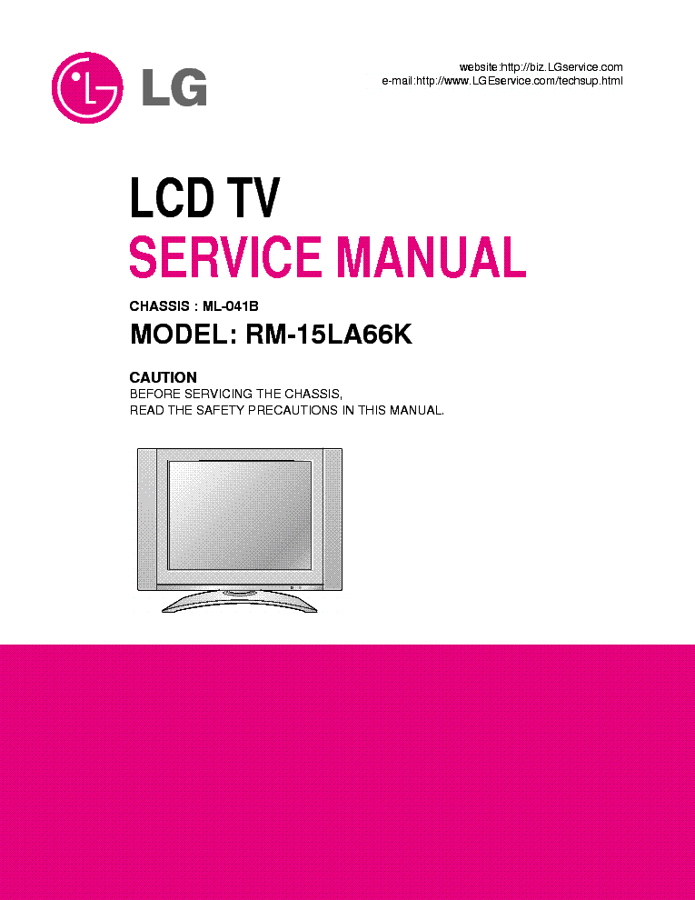 LG ML041B CHASSIS RM15LA66K LCDTV service manual (1st page)