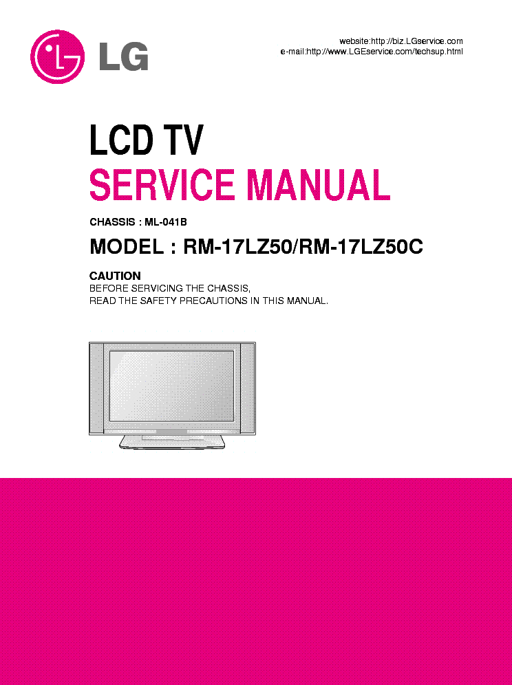 LG ML041B CHASSIS RM17LZ50 LCDTV service manual (1st page)