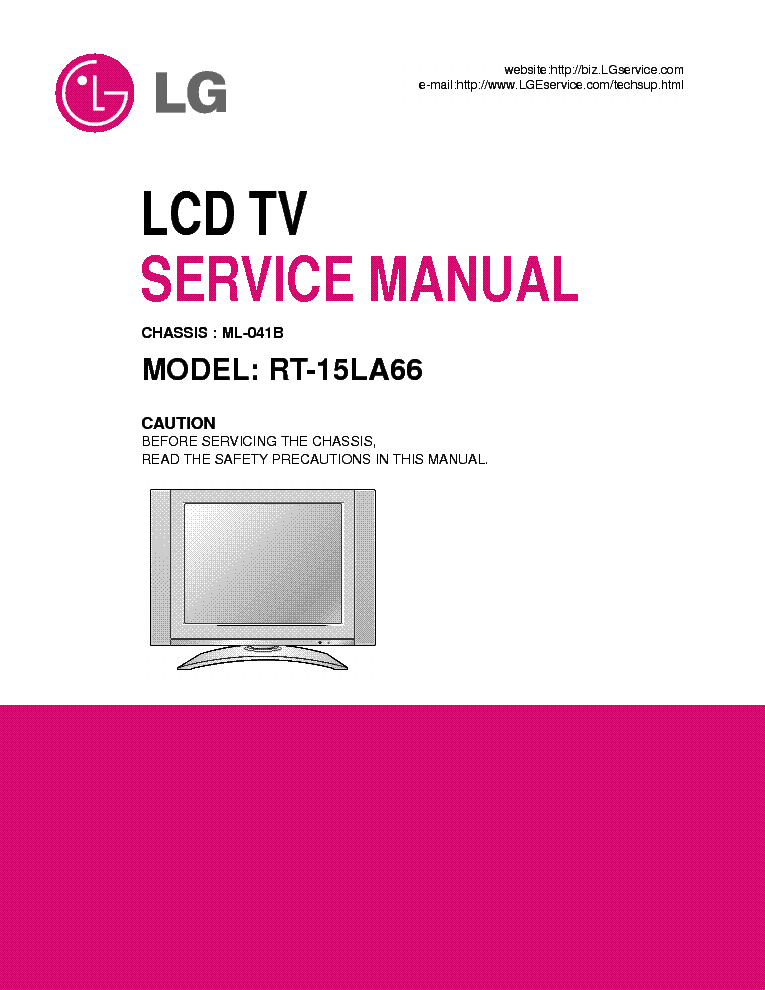 LG ML041B CHASSIS RT-15LA66 LCD SM service manual (1st page)