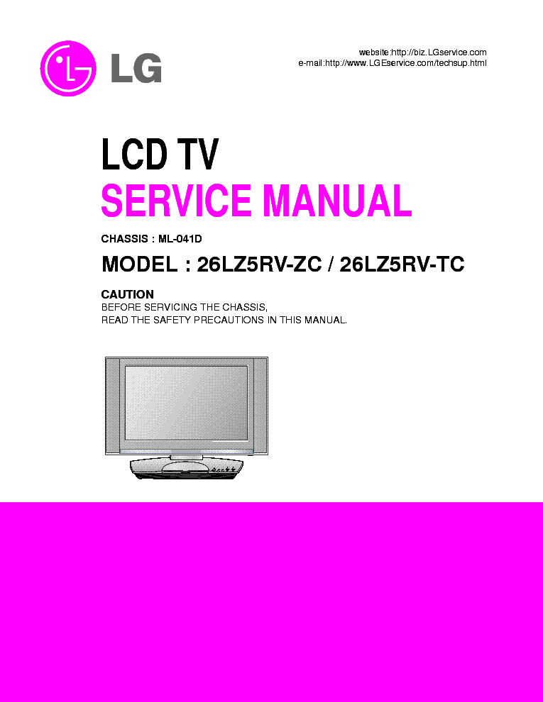 LG ML041D CHASSIS 26LZ5RV-ZC-TC LCD SM service manual (1st page)