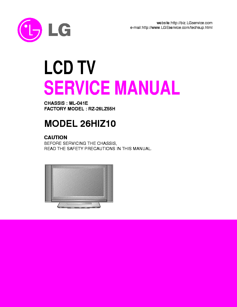 LG ML041E CHASSIS 26HIZ10 LCD SM service manual (1st page)