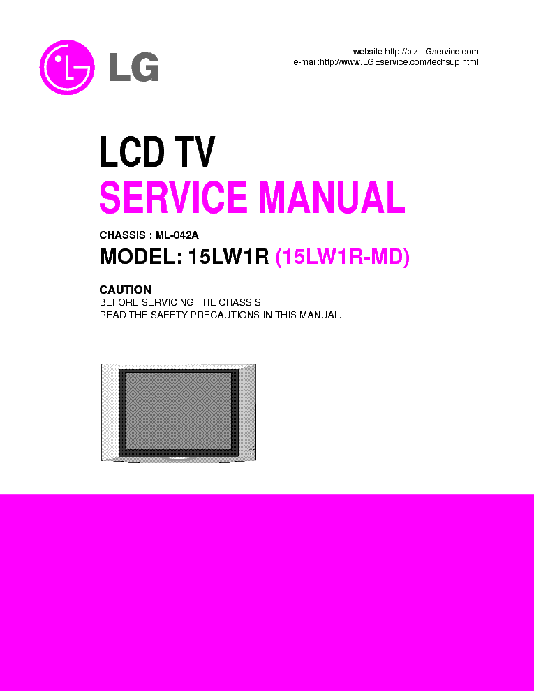 LG ML042A CHASSIS 15LW1R LCDTV service manual (1st page)
