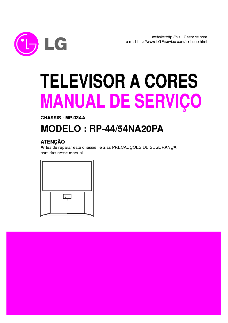 LG MP03AA CHASSIS RP44NA20PA PROJECTION TV SM service manual (1st page)