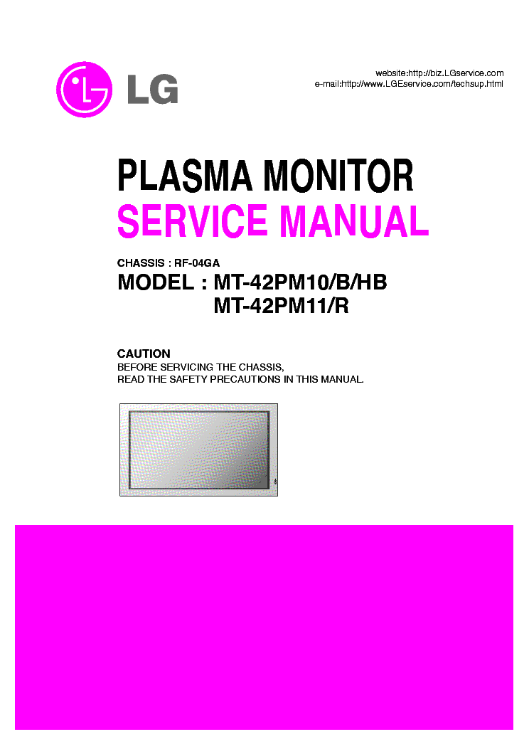 LG MT-42PM10 B HB 42PM11 R CH RF-04GA service manual (1st page)