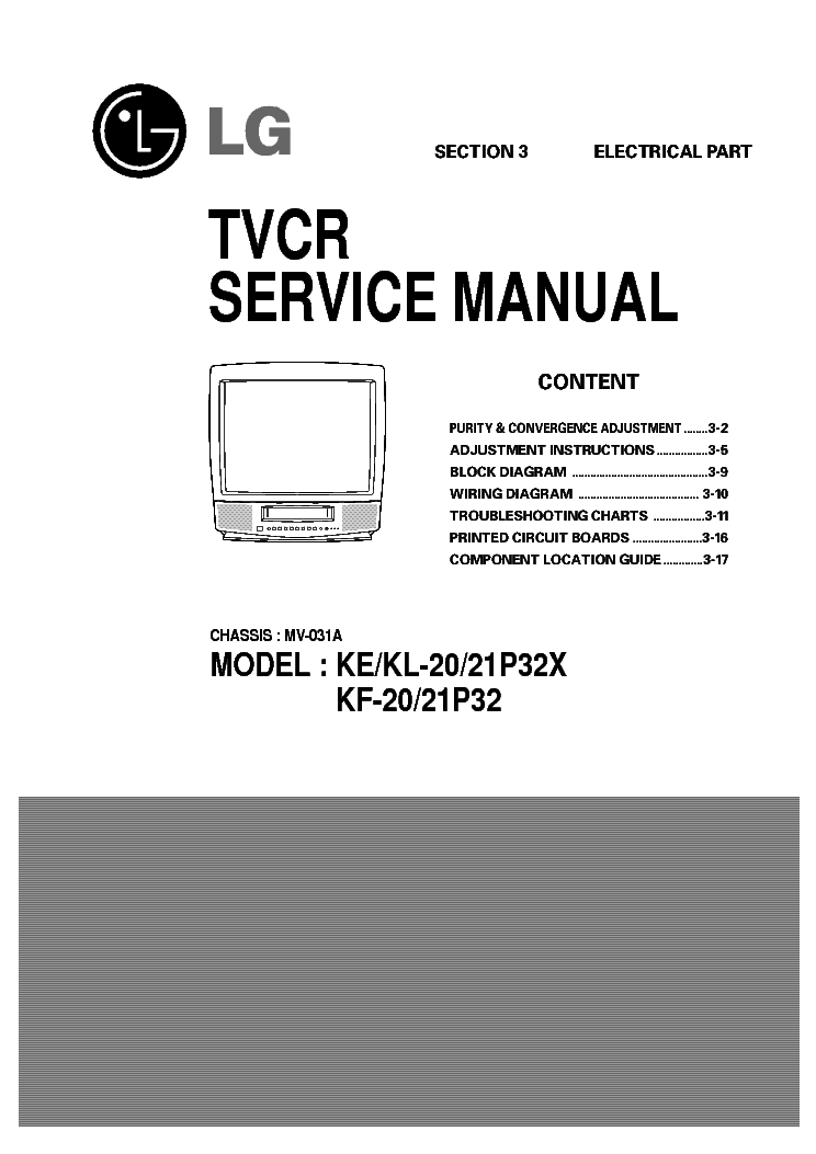 LG MV-031 CHASSIS KE-20 KE-21 KL-20 KL-21 KF-20 KF-21 SM service manual (1st page)