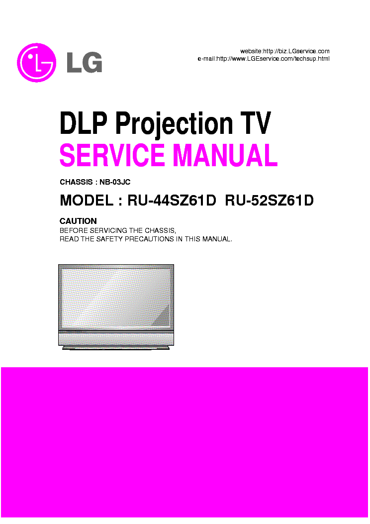LG NB03JC CHASSIS RU44SZ61D LCD PROJECTION service manual (1st page)