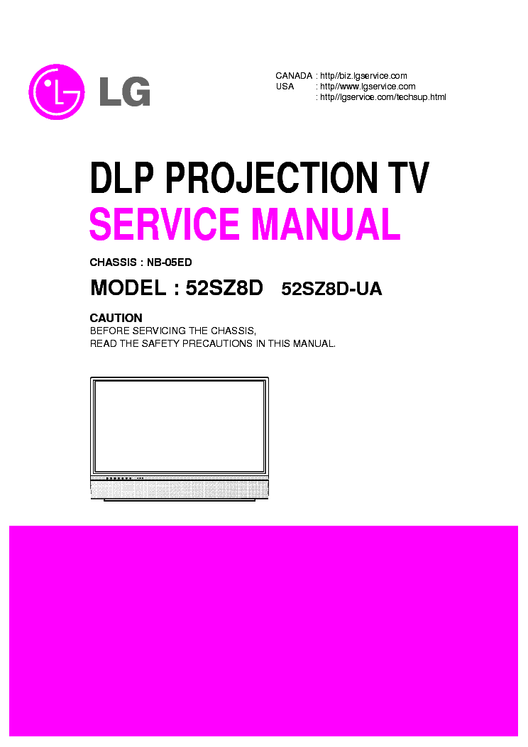 LG NB05ED CHASSIS 52SZ8D PROJECTION service manual (1st page)