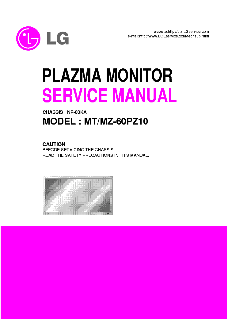LG NP00KA CHASSIS MT60PZ10 PLASMA service manual (1st page)