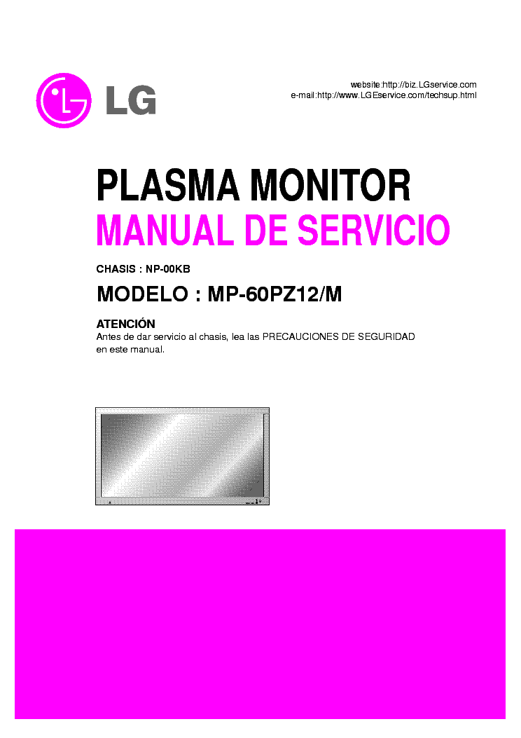 LG NP00KB CHASSIS MP60PZ12M PLASMA service manual (1st page)
