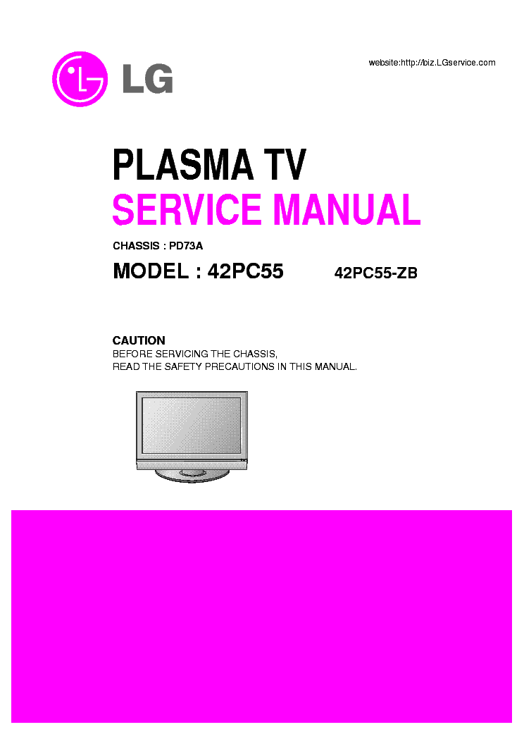 LG PD73A CHASSIS LG 42PC55 PLASMA TV SM service manual (1st page)