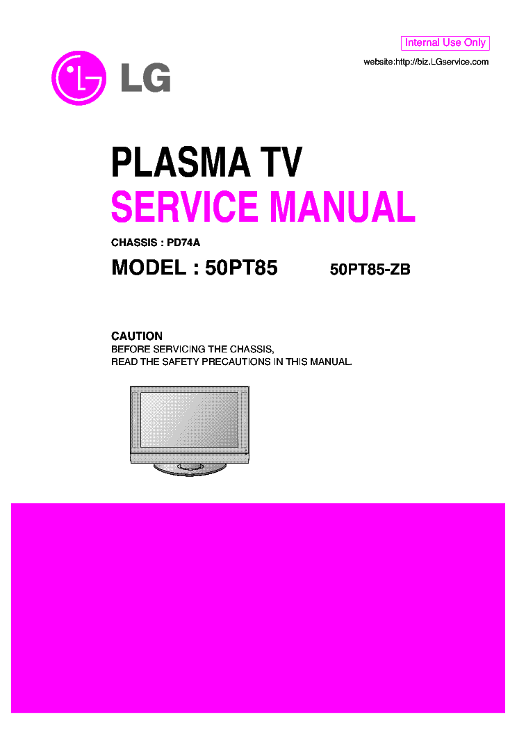 LG PD74A CHASSIS 50PT85 PLASMA TV SM service manual (1st page)