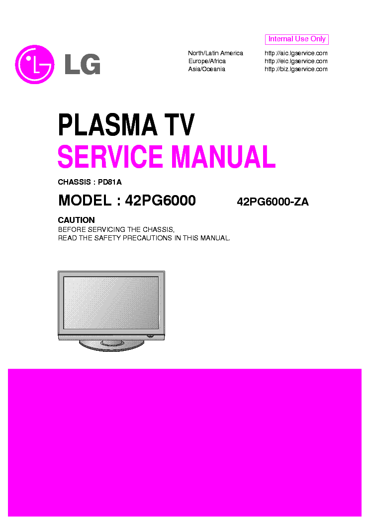 LG PD81A CHASSIS 42PG6000 PLASMA TV SM service manual (1st page)