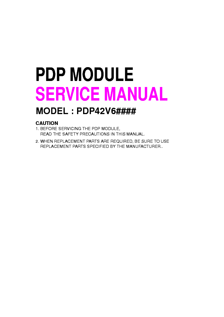 LG PDP42V6 BEKO V6 PLASMA TV SM service manual (1st page)