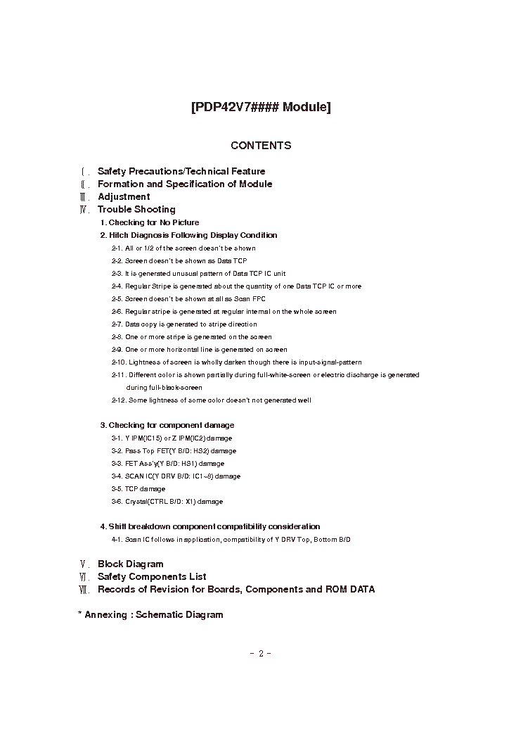LG PDP42V7 SM service manual (2nd page)