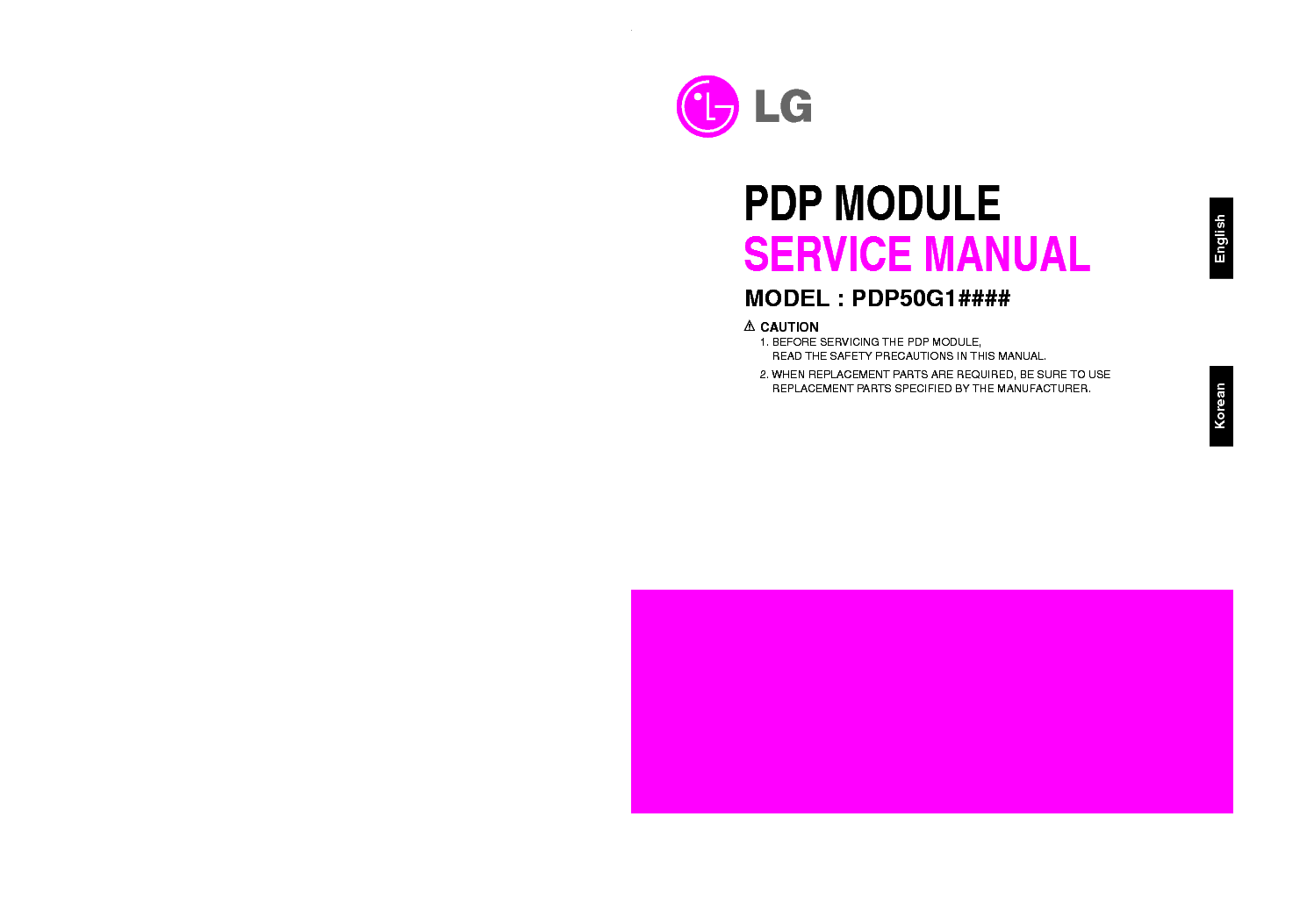 LG PDP50G1-XX PDP-MODULE SM service manual (1st page)