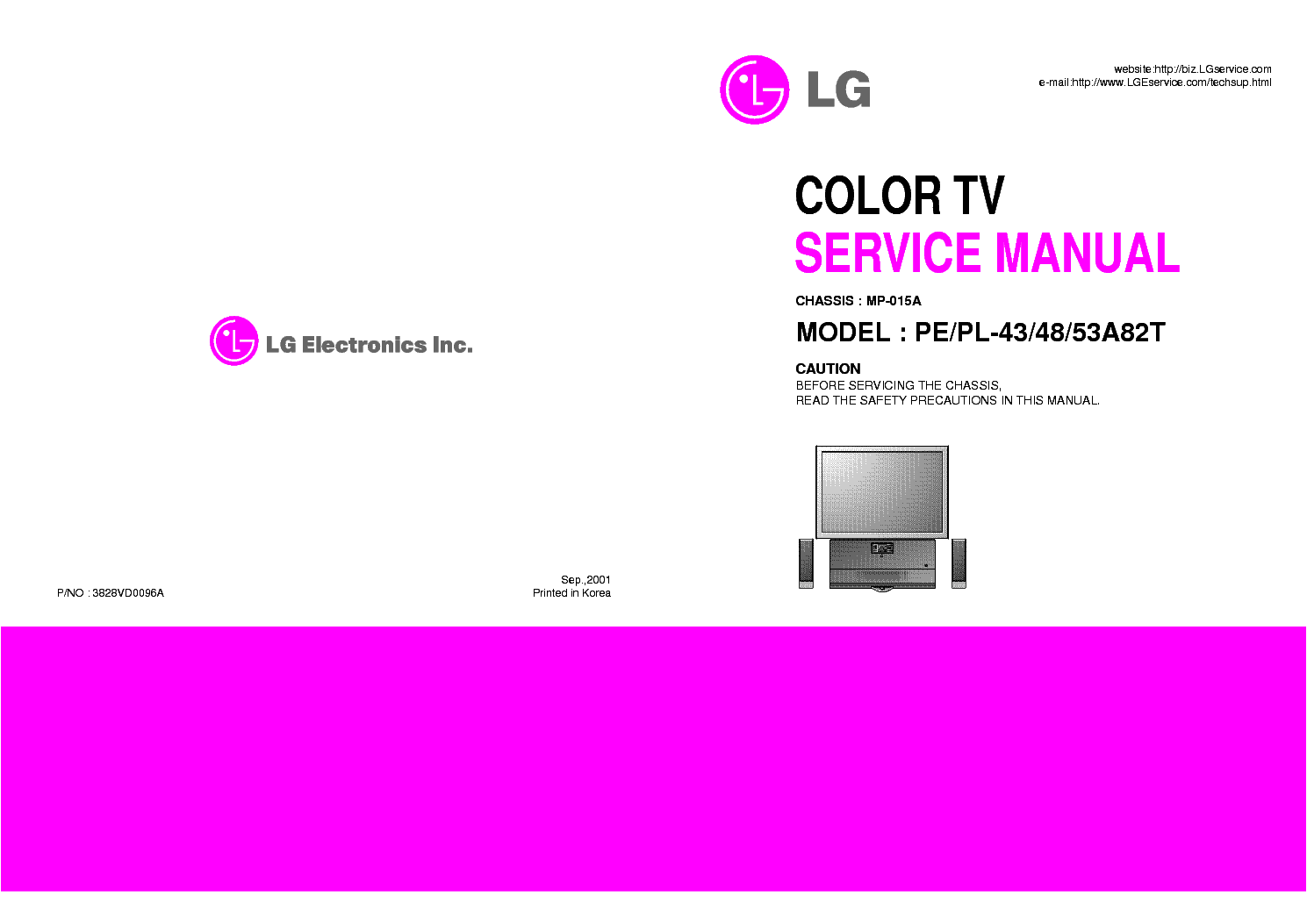 LG PE PL-43 48 53A82T CHASSIS MP-015A SM service manual (1st page)