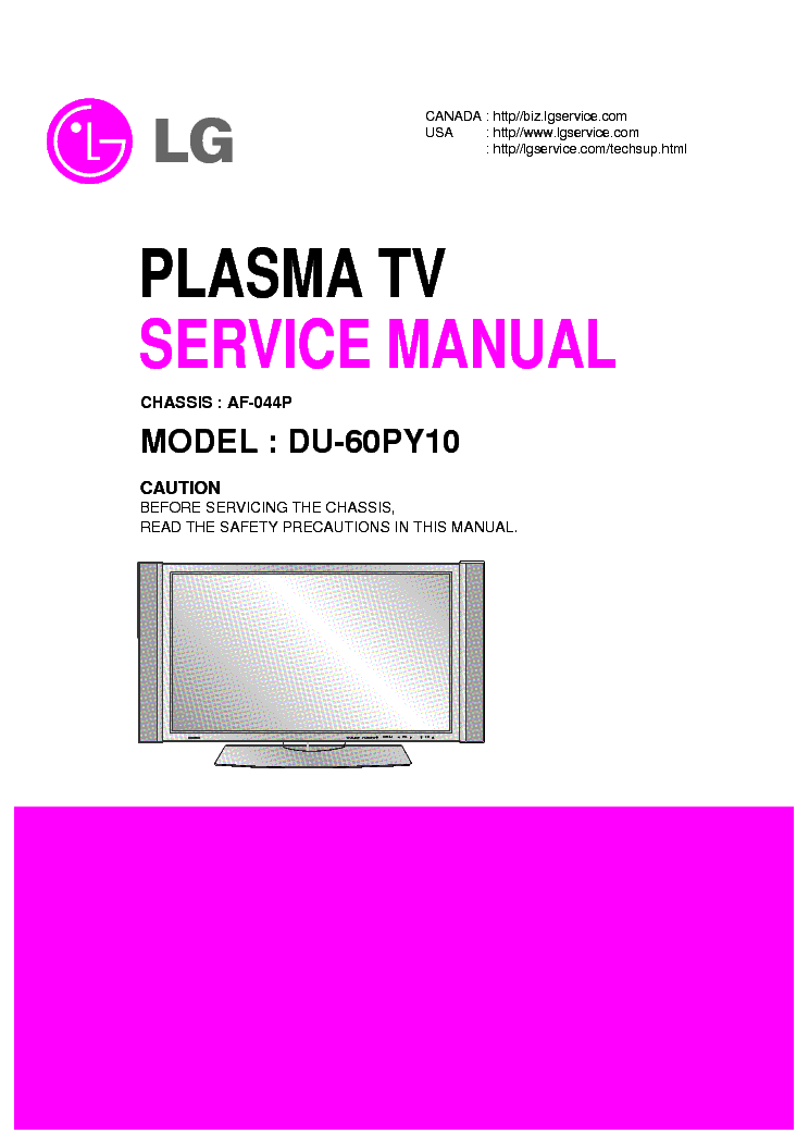 LG PLAZMA DU-60PY10 service manual (1st page)