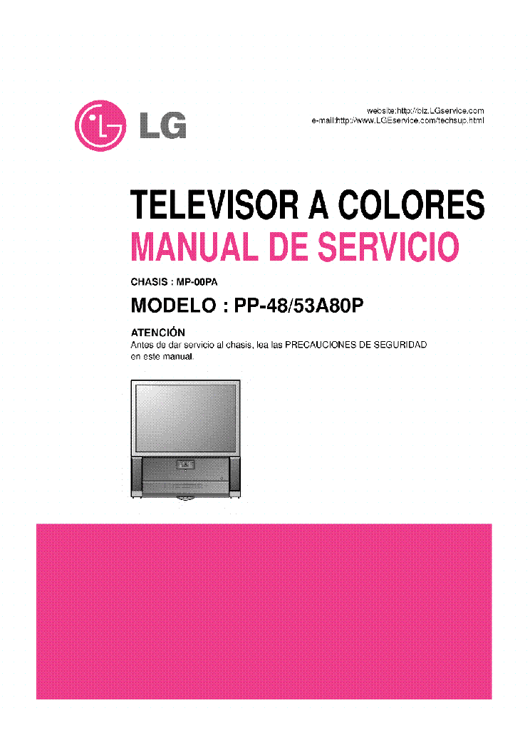 LG PP-48A80P PP-53A80P CHASSIS MP00PA 3828VD0081G FULL service manual (1st page)